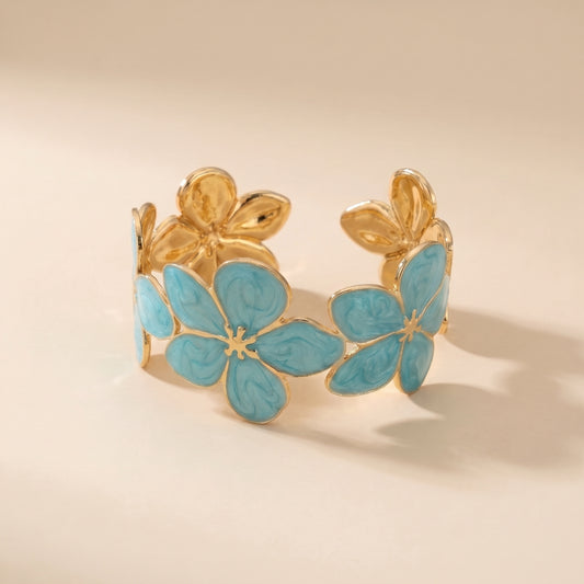 Bracelet Fleur Bleu, bracelet en acier inoxydable Maison Orena — vue de face