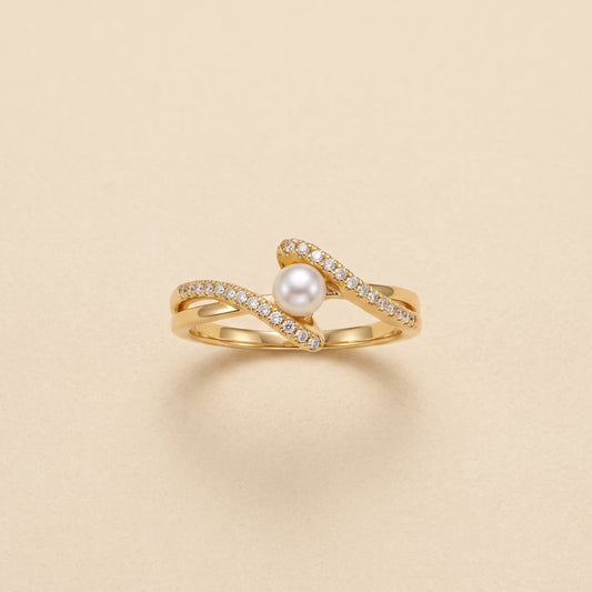 Bague Vague Dorée, bague en acier doré Maison Orena — vue de face
