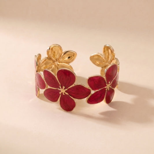Bracelet Fleur Rouge, bracelet en acier inoxydable Maison Orena — vue de face